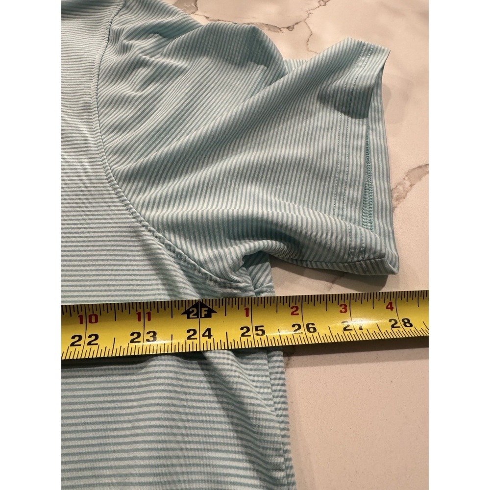 Simply Southern Mens XXL Performance Polo Shirt Aqua Blue Striped Turtle Logo - Picture 7 of 9